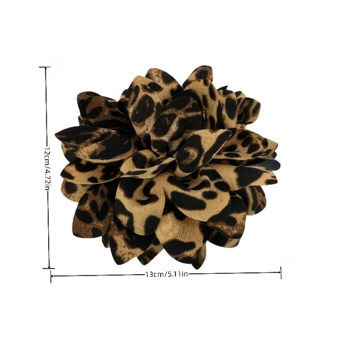 1pc Leopard Print Hair Claw Clip 1pc Vintage Leopard Print Fabric Flower Hair Claw Clip - Large Floral Shark Clip Accessory for Women, Single Piece