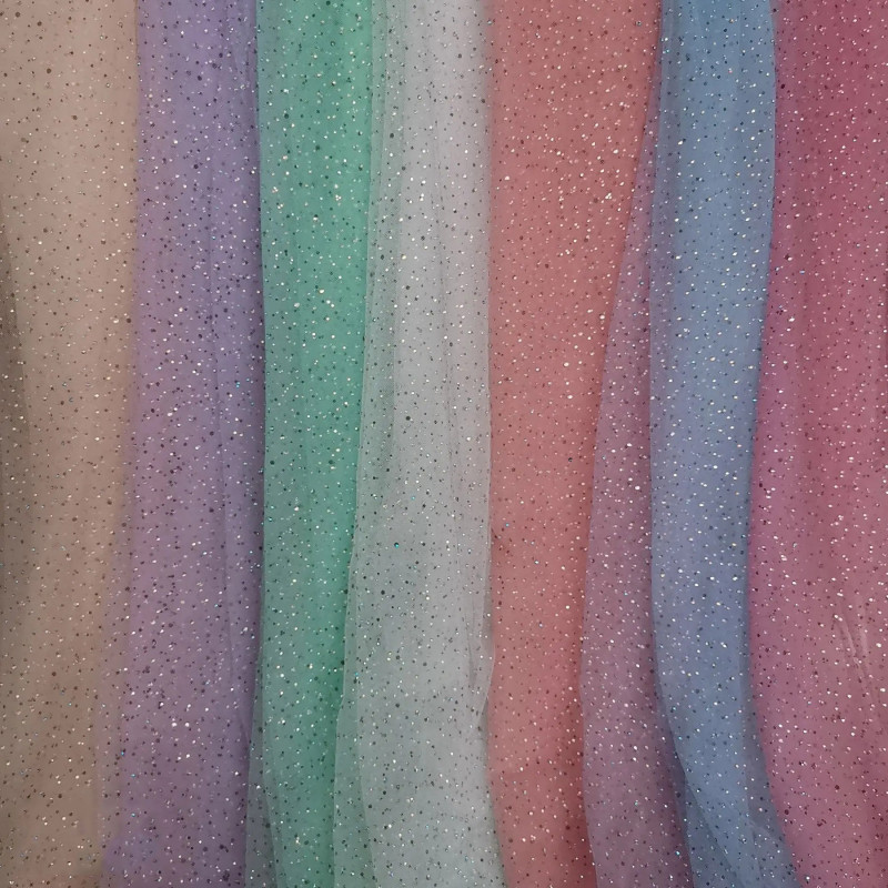 1pc Shiny Rhinestone Thin Gauze Fabric, Multi-color Mesh, Wedding Dress Veil Princess Dress Costume Diy Fabric, 59inch Wide 36\u002F108\u002F180inch Long
