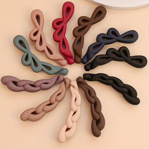 1pc Elegant Frosted Banana Hair Clip - Chic Solid Color Resin Ponytail Holder, Sleek One-Piece Design with Hollow Detail, Perfect for Daily Use, Versatile Hair Ties|Elegant Hair Clip|Sleek Onepiece Construction, Cute Hair Clips