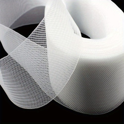 1pack 50 Yards Hard Horsehair Polyester Sewing Supplies for Dance Skirts, Black & White, Wedding Dress Accessories, Latin Dance Skirt Support Hem