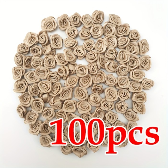 100pcs Pink Satin Mini Rose Embellishments, 0.39inch Wide - Perfect for DIY Crafts, Wedding Dress & Hat Accessories, Handmade Clothing Sewing & Decorations, Hat Decorations|Elegant Accessories|Intricate Petals