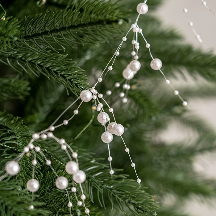 1ROLL\u002F1.3m Long Starry 8+3 Fishing Line Connecting Beads, Imitation Pearl Bead Chain Decoration, DIY Hanging Ornament, Round Bead String, Surrounding Atmosphere, Scene Layout, Dress Up Props, Wedding Hand Bouquet Flower Decoration Accessories