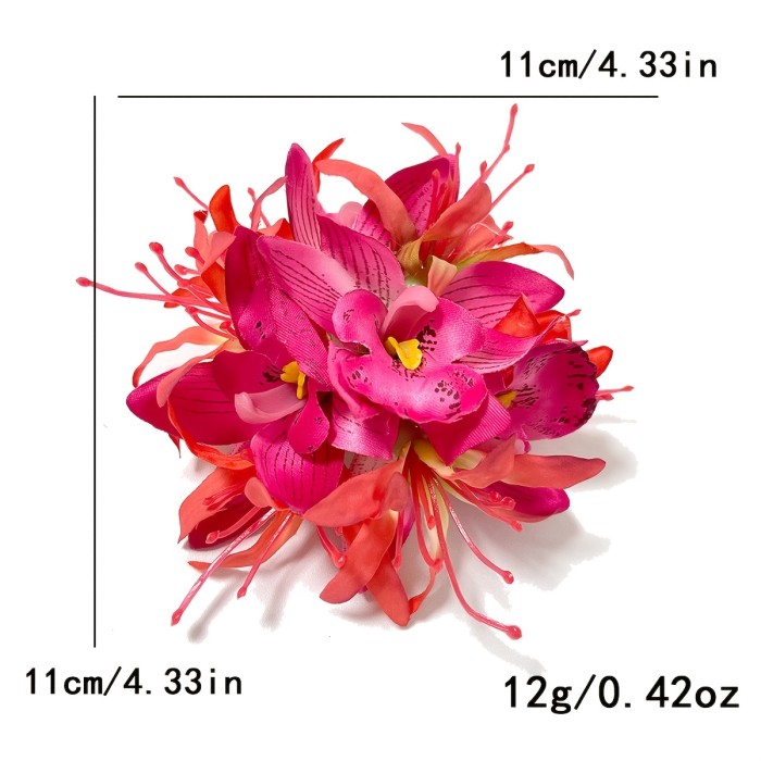 Single Piece Bohemian Fabric Flower Hair Clip by DUOJIAOYAN, Elegant Bridal Faux Floral Hair Accessory, Color Matching Boho Style, for Women, Anniversary Gift, Suitable for Ages 14+