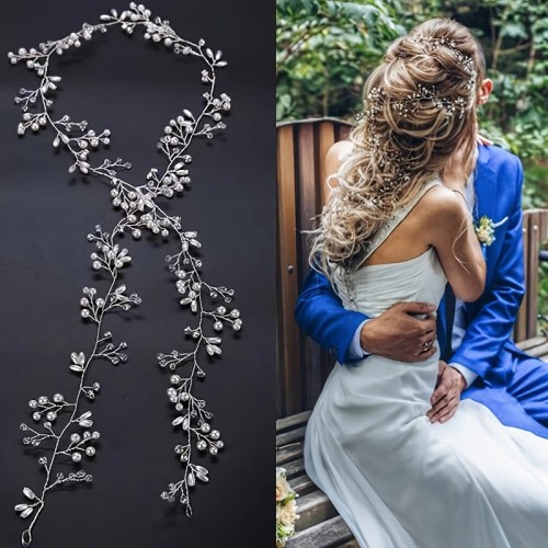Sparkling Gem And Pearl Hair Accessory For Bridal Gown And Wedding Dress