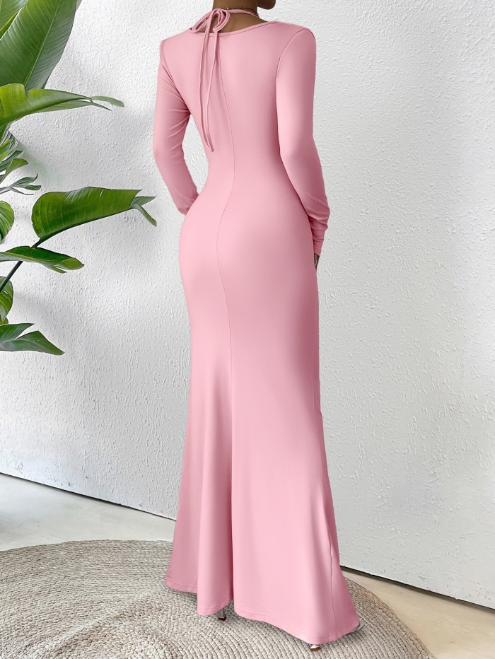 Women'S Elegant Fake Two-Piece Suspender Long Sleeve Fishtail Skirt Dress