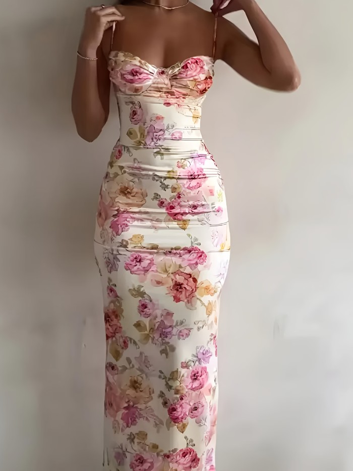 Chic Floral Print Off-Shoulder Dress for Women - Sexy Bodycon with Lace Detail, Stretchy Polyester Blend, Machine Washable - Perfect for Spring\u002FSummer\u002FFall