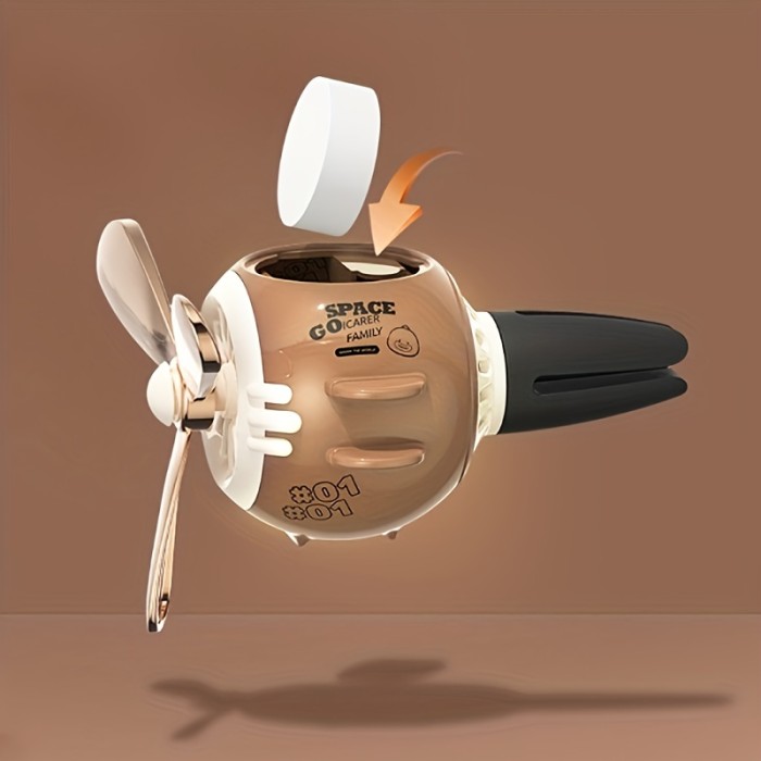 Adorable Rotating Pilot Duck Car Air Freshener - Vent Mounted Car Diffuser with Cartoon Propeller Fan - Creative Car Perfume Decoration for Air Vents with Fresh Fragrance and Adjustable Arm