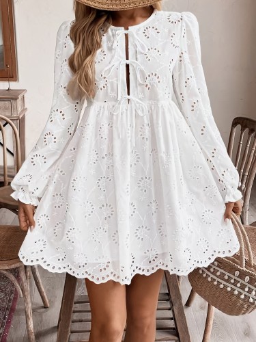 Women's spring and summer embroidered lace elegant dress
