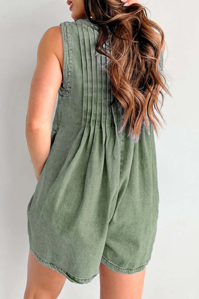 Casual Street Pocket Lace Up V Neck Sleeveless Loose Denim Jumpsuits(9 Colors)