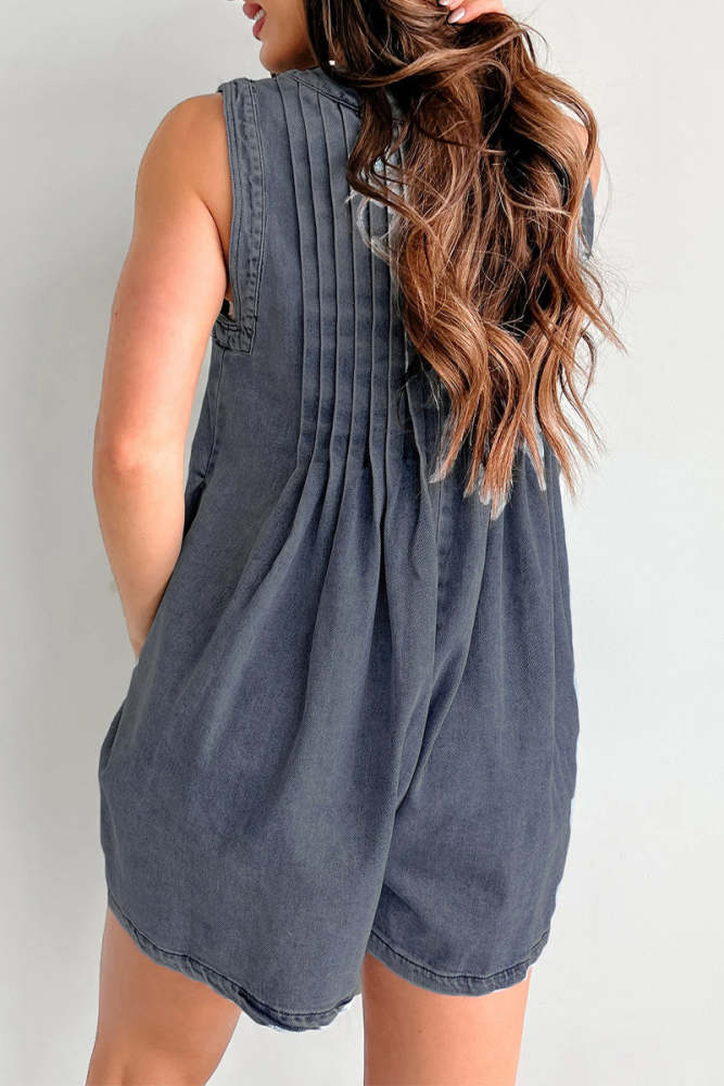 Casual Street Pocket Lace Up V Neck Sleeveless Loose Denim Jumpsuits(9 Colors)