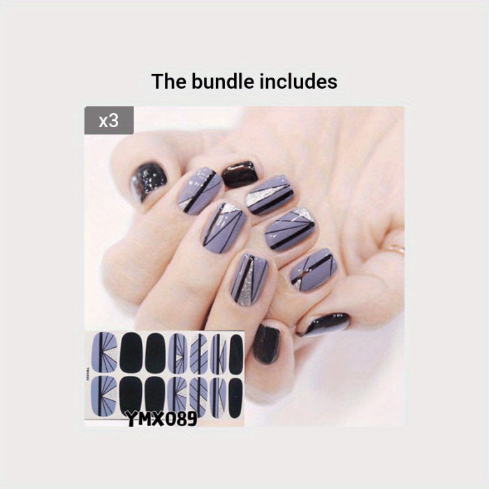 Full Wrap Nail Stickers Nail Polish Strips Glitter Self Adhesive DIY Art Decals Strips With1 Pcs Nail File
