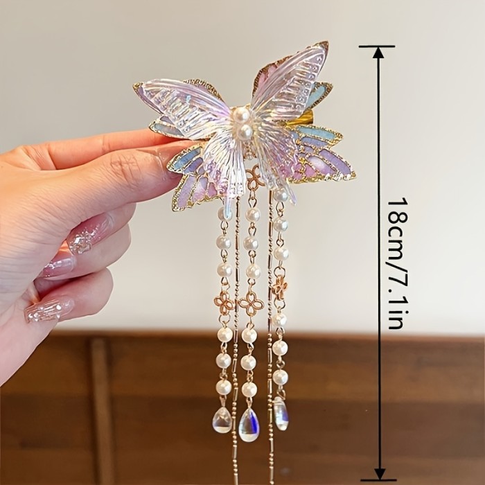 Elegant Hair Accessory Butterfly 1pc elegant and fashionable antique style hair clip, butterfly tassel traditional Chinese hair accessory, suitable for holiday party women's accessories, ideal choice for gift giving