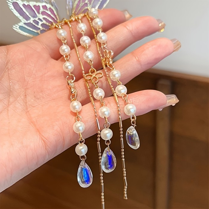 Elegant Hair Accessory Butterfly 1pc elegant and fashionable antique style hair clip, butterfly tassel traditional Chinese hair accessory, suitable for holiday party women's accessories, ideal choice for gift giving