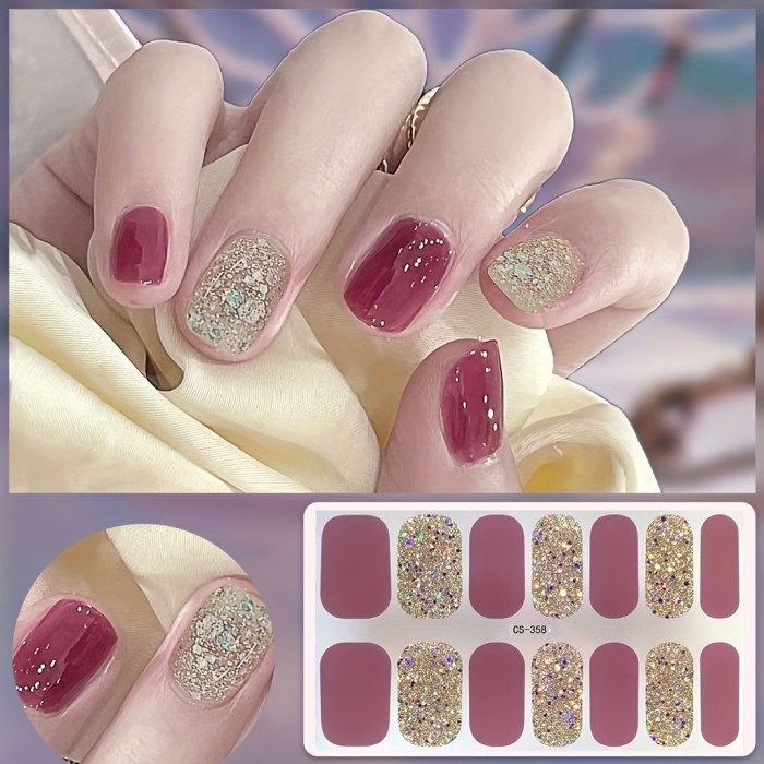 Waterproof Self-Adhesive Nail Strips - Full Stick Nail Wrap Nail Polish Strips - Nail Art Stickers for Women's Fashion