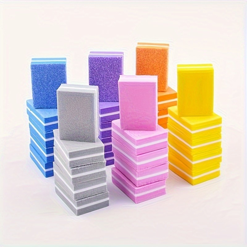 50pcs Vibrant Mini Nail Buffer Blocks - Dual-Sided Polishing & Shaping Files, Odorless, Assorted Colors for Manicure and Pedicure Essentials