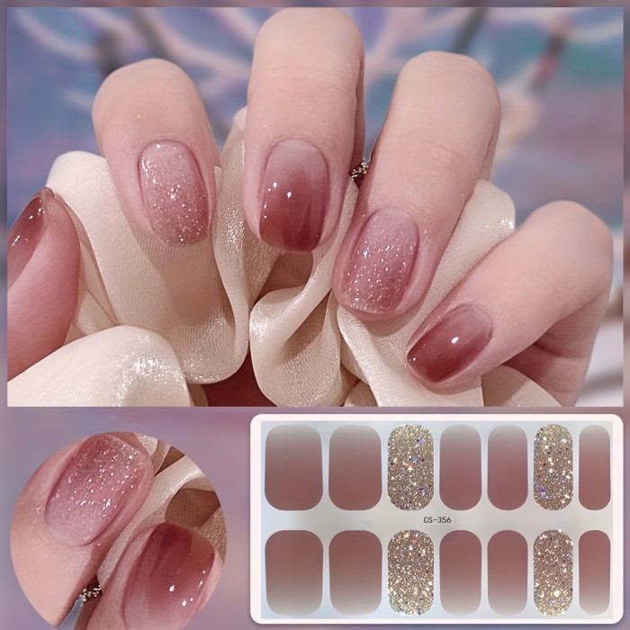 Waterproof Self-Adhesive Nail Strips - Full Stick Nail Wrap Nail Polish Strips - Nail Art Stickers for Women's Fashion