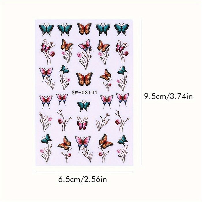 2pcs 3D Flowers Nail Art Stickers Butterfly Lavender Flowers Design Nail Decal Design Charms Blossom Spring Sticker DIY Manicure Decoration