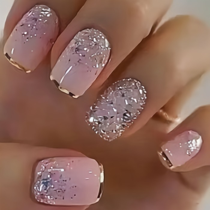 Mixed Color 24pcs Square Press on Nails - Middle Length, Pure Color & Gradient Pattern, Glossy Finish, Easy to Apply And Remove, Detachable Nail Stickers
