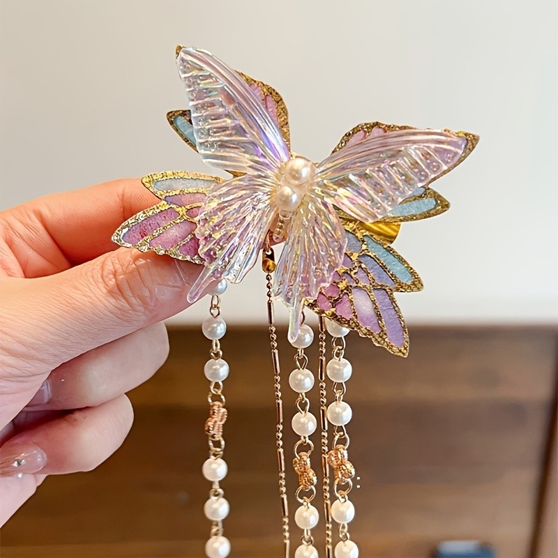 Elegant Hair Accessory Butterfly 1pc elegant and fashionable antique style hair clip, butterfly tassel traditional Chinese hair accessory, suitable for holiday party women's accessories, ideal choice for gift giving