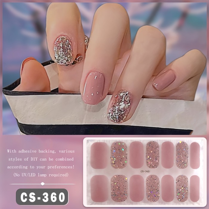 Waterproof Self-Adhesive Nail Strips - Full Stick Nail Wrap Nail Polish Strips - Nail Art Stickers for Women's Fashion