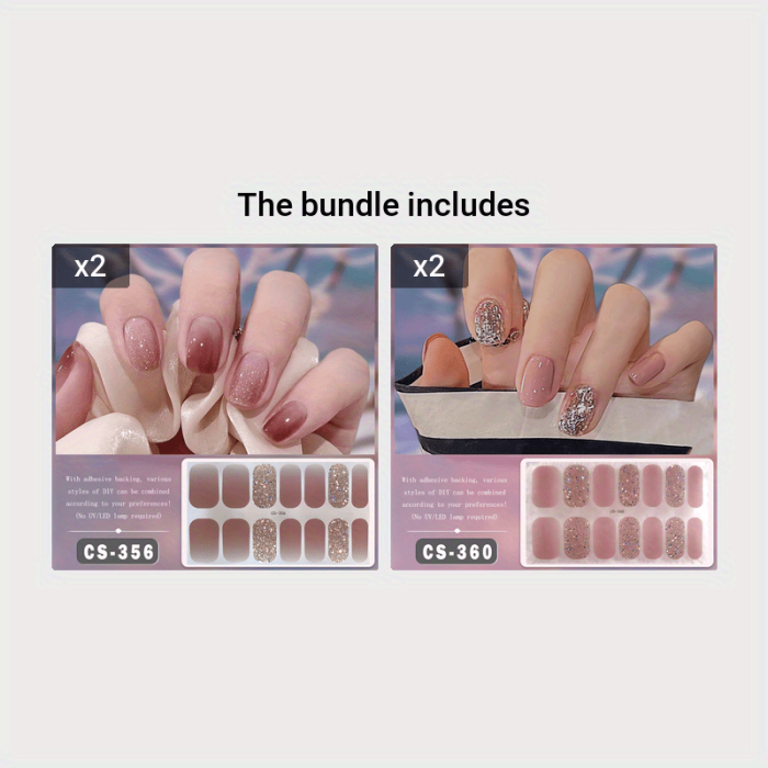 Waterproof Self-Adhesive Nail Strips - Full Stick Nail Wrap Nail Polish Strips - Nail Art Stickers for Women's Fashion