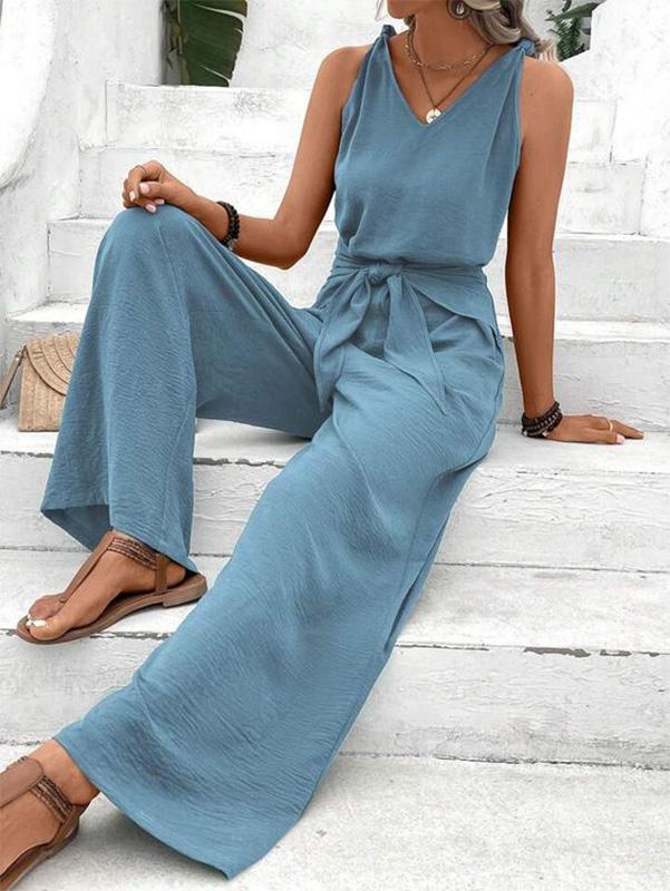 Casual And Comfortable State Belt Romper