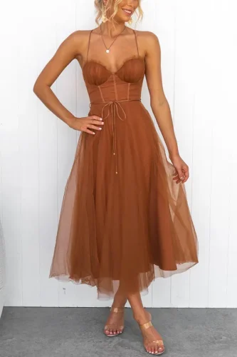 Chiffon Sling Party Midi Dress