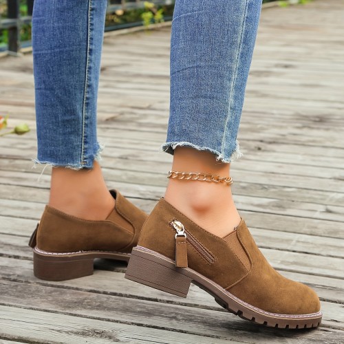 Women's Slip-On Flats - Comfortable Low Heel, Solid Color, All-Season Casual Shoes with Soft Sole