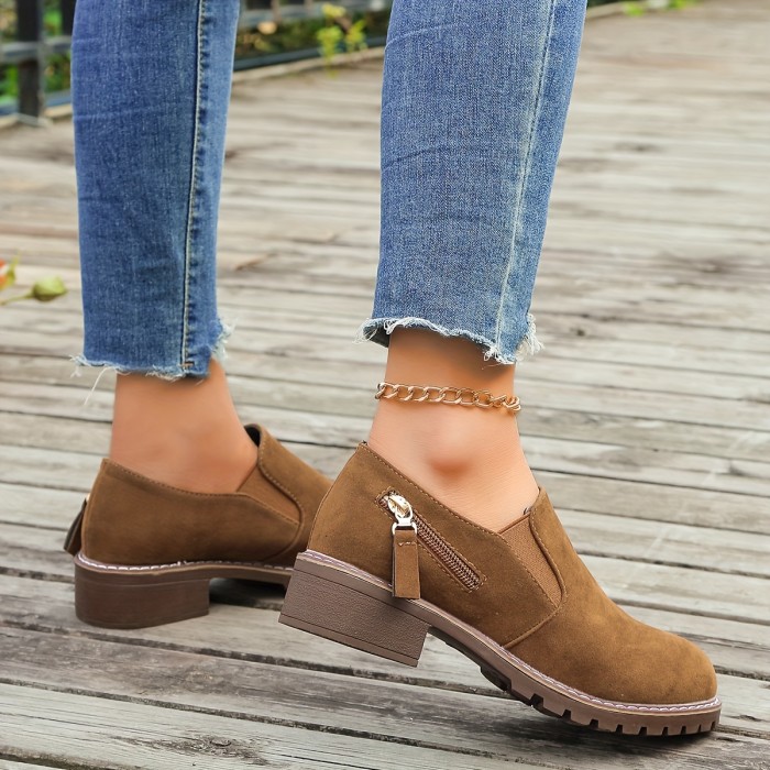 Women's Slip-On Flats - Comfortable Low Heel, Solid Color, All-Season Casual Shoes with Soft Sole