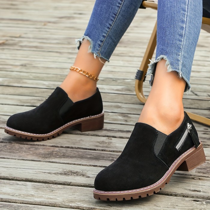 Women's Slip-On Flats - Comfortable Low Heel, Solid Color, All-Season Casual Shoes with Soft Sole