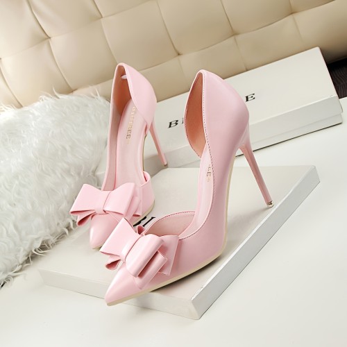Elegant Bowknot Stiletto Heels Women's Elegant Bowknot Decor Stiletto Heels, Fashion Pointed-Toe Pumps, Cut-Out Side Design Heels