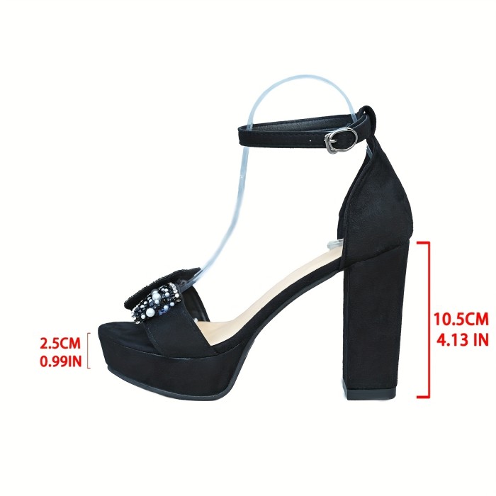 2025 Women'S New Stylish And Comfortable Round-Toe Open-Toe Rhinestone Faux Pearl Embellished Ultra-High-Heeled Summer Outdoor Casual Sandals.