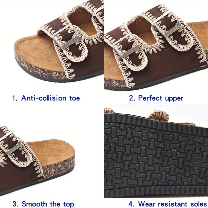 Women's Retro Solid Color Flip Flops, Slip-On Design, Fabric Upper with PU Sole, All-Season Comfort, Hand Wash or Dry Clean, North America & Europe Special