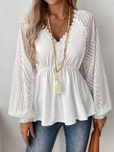 This Stylish And Elegant Shirt with Solid Color And Patchwork Sleeves Is Perfect for Spring, Summer, And Autumn.
