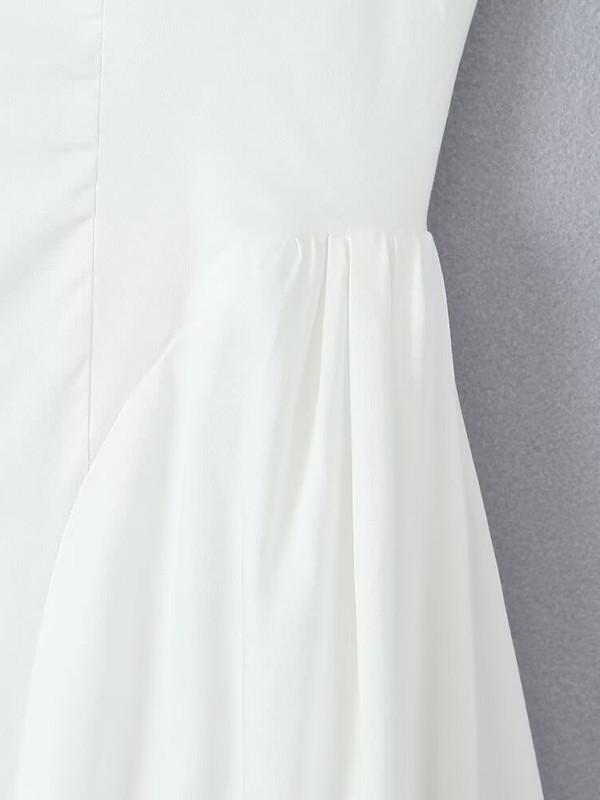 A-Line Loose No Belt Pleated Solid Color Zipper Round-Neck Midi Dresses