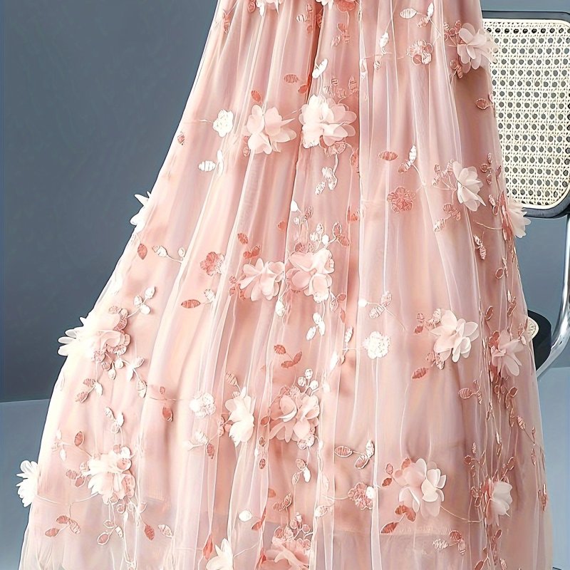 Home Relaxation Elegant Women's Floral Midi Skirt - Light Blue Polyester, A-Line, Non-Stretch Fabric, Hand Washable, Special Occasion Dress|Flowing Hem Skirt|Glossy Texture