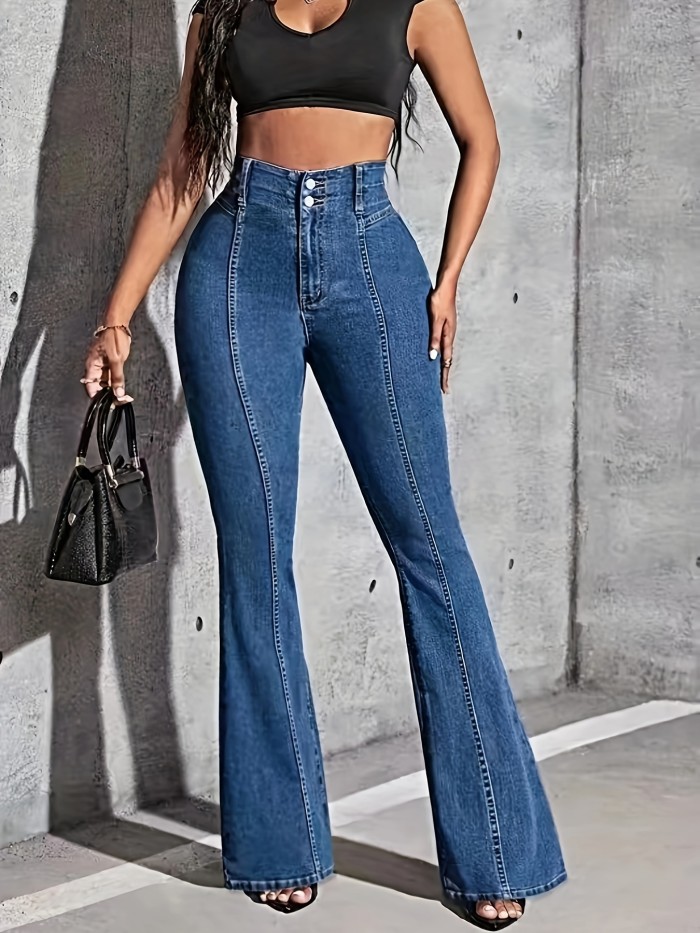Women'S High-Waisted Stretchy Fashionable Versatile Flared Long Pants
