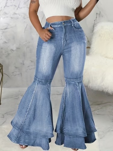 Women'S Stretchy Double-Layer Flared Pants