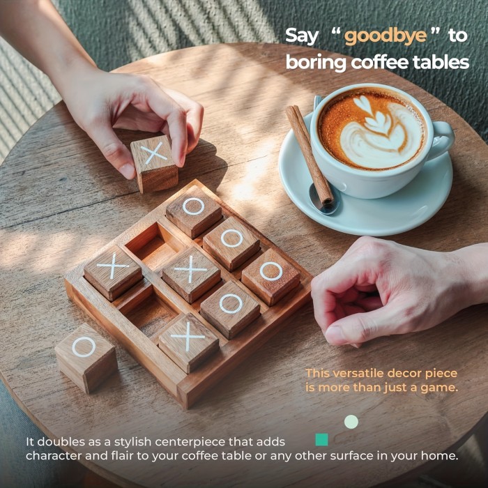 Classic Wooden Tic-Tac-Toe Game Set For All Ages - Perfect For Family Game Nights & Home Decor | Ideal For Coffee Tables, Living Rooms & Desks