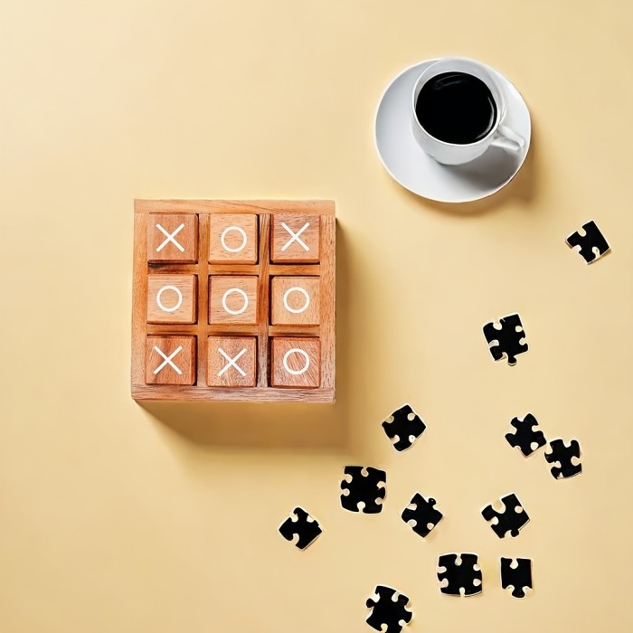 Classic Wooden Tic-Tac-Toe Game Set For All Ages - Perfect For Family Game Nights & Home Decor | Ideal For Coffee Tables, Living Rooms & Desks