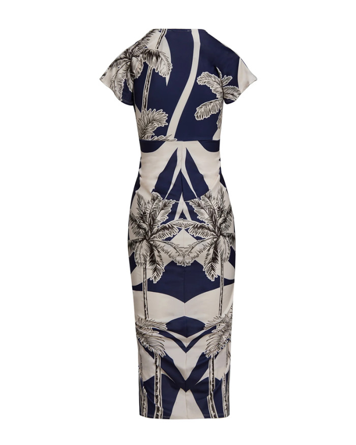 V Neck Slim Hip Wrapped Dress Sequined Split Dress