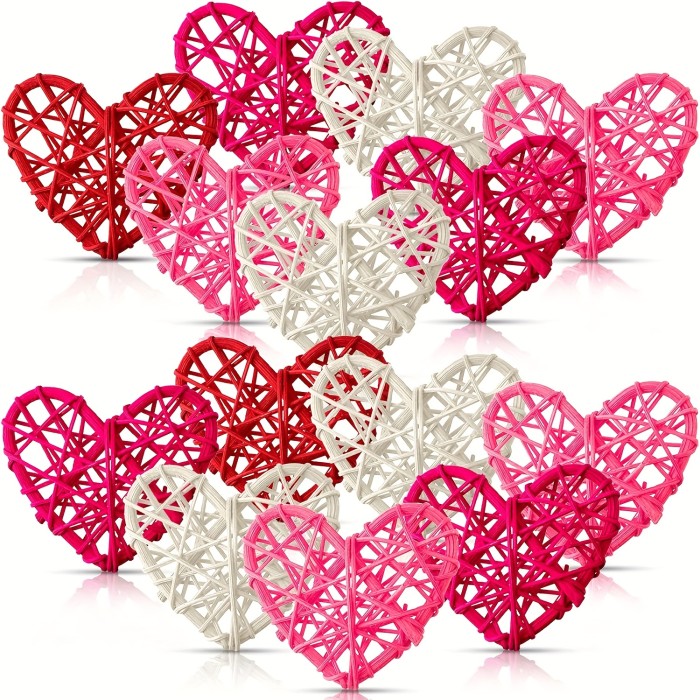 Large Wicker Heart-Shaped Rattan Balls - 12pcs Vase Fillers for Wedding, Birthday & Valentine's Day Decor