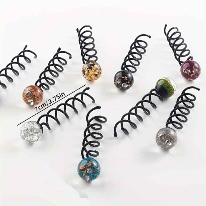 1pc Bohemian Starry Sky Spiral Hair Clip - Acrylic & Alloy, Mixed Colors (Brown, Blue), Elegant Updo Styling Accessory for Women & Teens, Perfect for Casual Attire, Everyday Hair Accessory | Elegant Hair Clip | Glossy Finish Clip