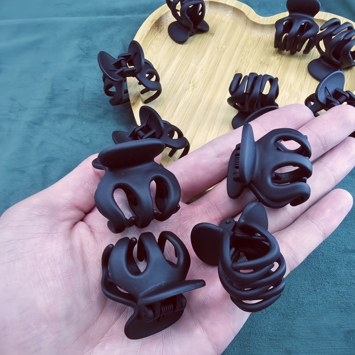 5pcs Black Simple Casual Hair Claw Clips, Flower Claw Clips Matte Big Hair Clips Solid Color Hair Jaw Clamp Jaw Clips Hair Styling Accessories for Women Girls Thin Thick Hair