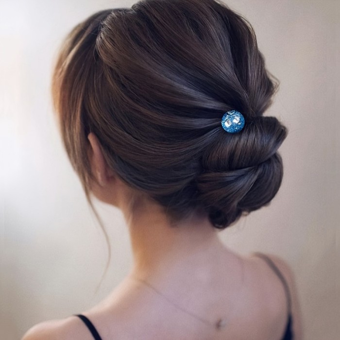 1pc Bohemian Starry Sky Spiral Hair Clip - Acrylic & Alloy, Mixed Colors (Brown, Blue), Elegant Updo Styling Accessory for Women & Teens, Perfect for Casual Attire, Everyday Hair Accessory | Elegant Hair Clip | Glossy Finish Clip