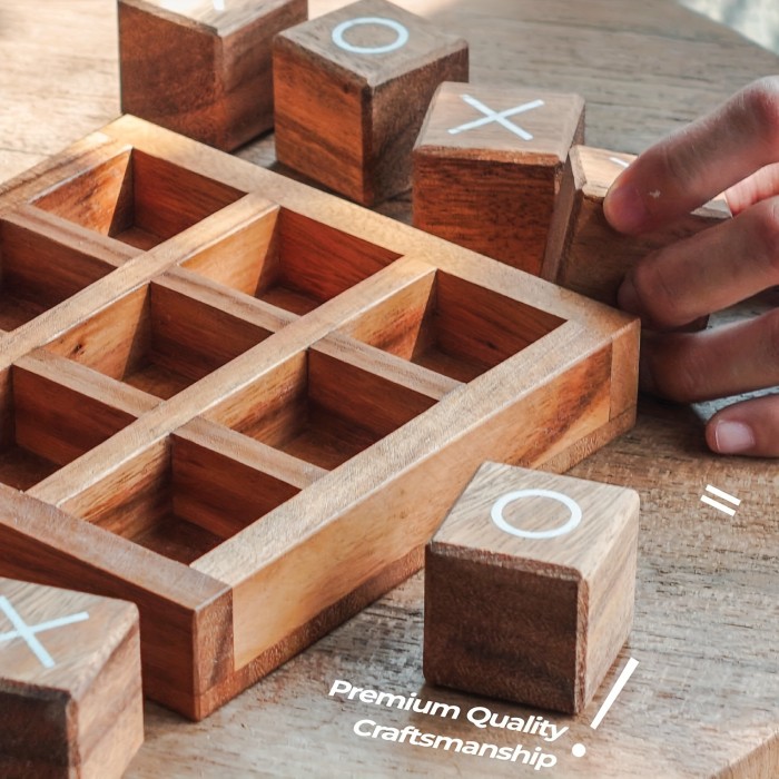 Classic Wooden Tic-Tac-Toe Game Set For All Ages - Perfect For Family Game Nights & Home Decor | Ideal For Coffee Tables, Living Rooms & Desks
