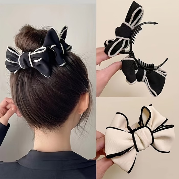 1pc\u002F 2pcs New French Vintage Exquisite Antique Bow Hair Clip Jewelry Elegant Hair Clip Clip Cute Sweet Shark Clip Women'S Daily Wear Hair Accessories For Birthday Parties, Eid, Mardi Gras Celebration Accessories