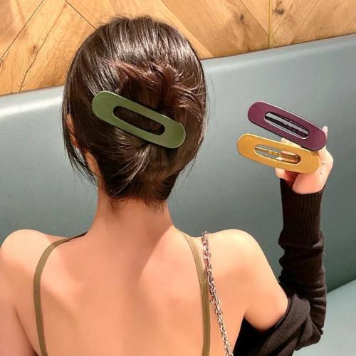 Elegant Hair Clips for Women - Non-Slip Acrylic, Fashionable Solid Colors (Green, Purple) | Stylish Rectangular Barrettes for Everyday Use