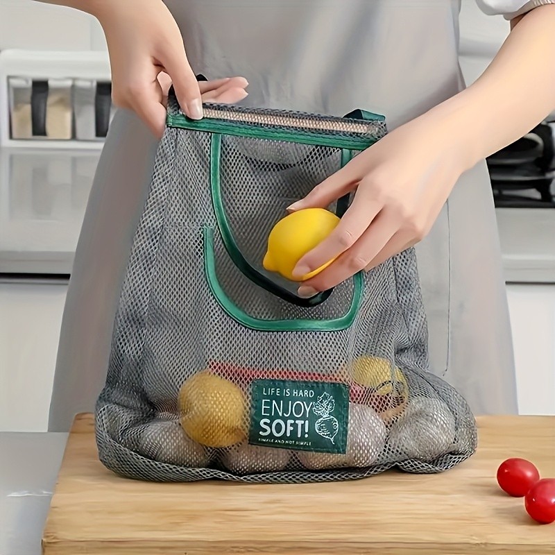 Multi Functional Kitchen Storage Mesh Bag - Fruit, Vegetable, Ginger And Garlic Wall Mounted Organizer | Essential Home Accessory