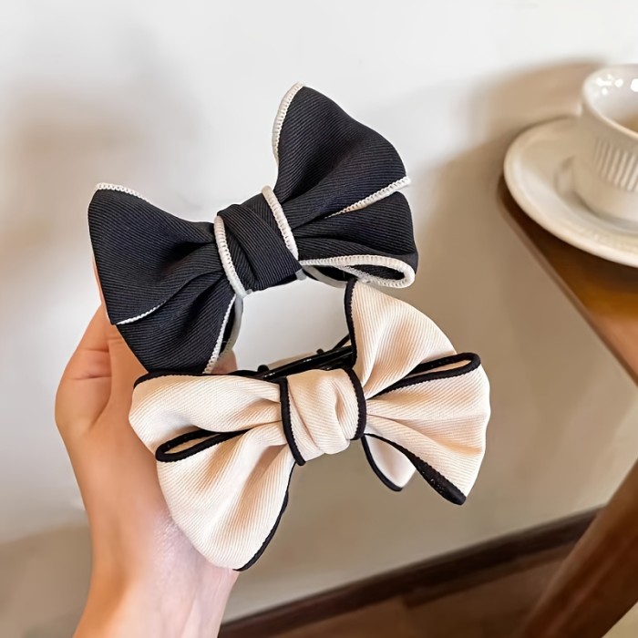 1pc\u002F 2pcs New French Vintage Exquisite Antique Bow Hair Clip Jewelry Elegant Hair Clip Clip Cute Sweet Shark Clip Women'S Daily Wear Hair Accessories For Birthday Parties, Eid, Mardi Gras Celebration Accessories